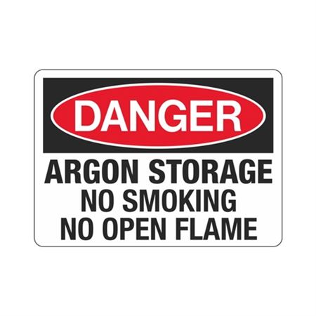 Danger Argon Storage No Smoking No Open Flame Sign